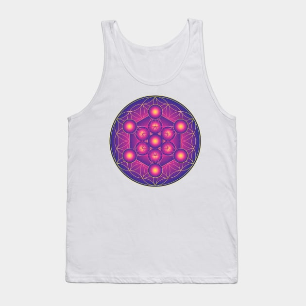 Metatron's Cube on Flower of Life Tank Top by GalacticMantra